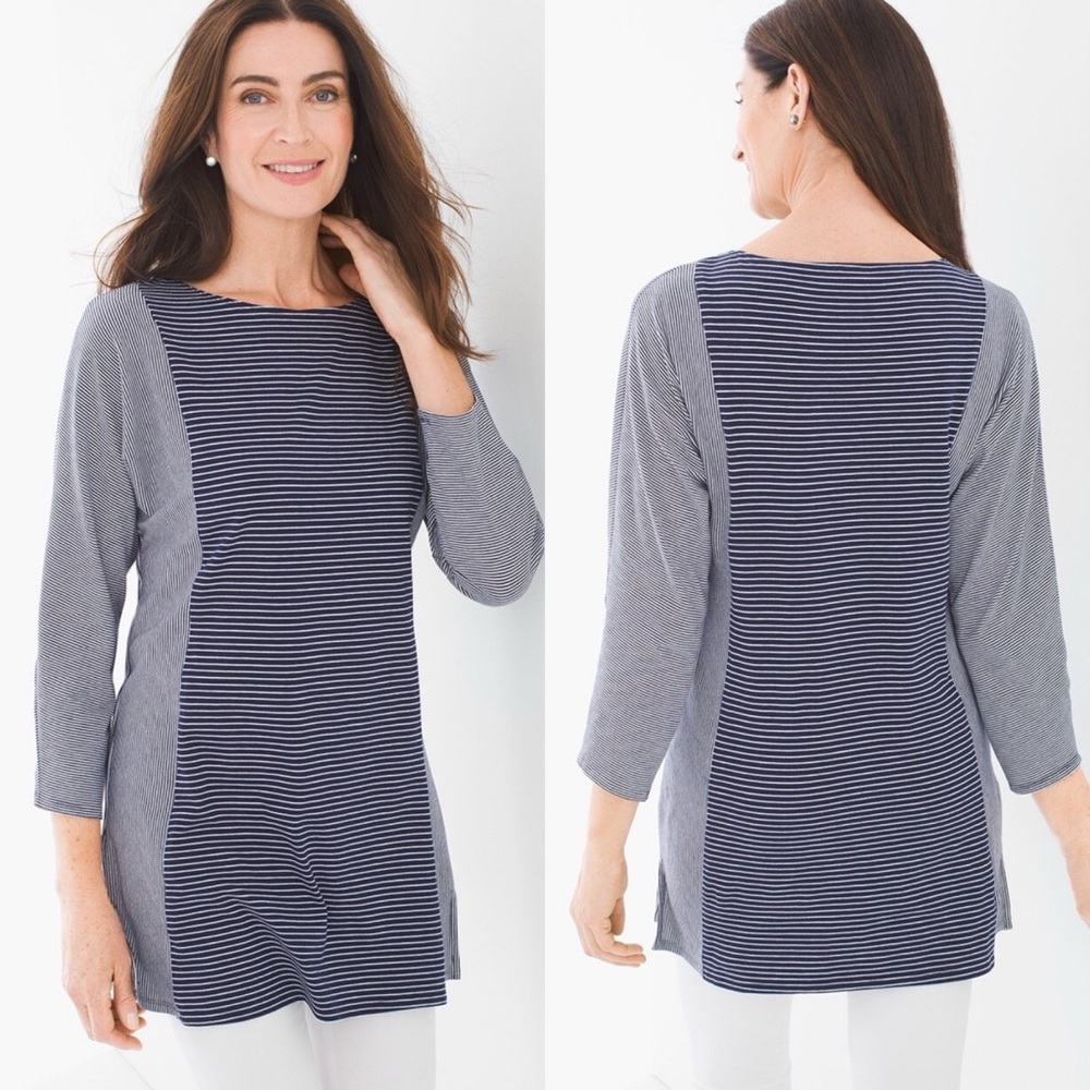 Chico’s Zenergy Lucy Stripe Mixed Tunic Sz 16